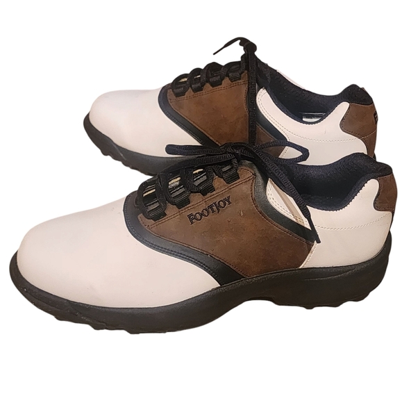 FootJoy Men's White and Brown Golf ShoesSize 9.5M - Picture 2 of 10